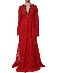 Dolce & Gabbana - Floral Lace Rhinestone Embellished Dress - Lyst