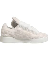 Dolce & Gabbana - White Shearling Fur Bianco Low Top Sneakers Shoes - Lyst