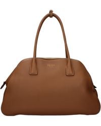 Prada - Caramel Leather Shoulder Bags - Lyst
