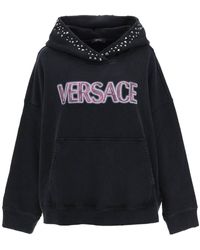 Versace - Hoodie With Studs - Lyst