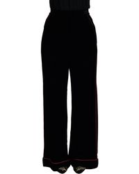 Dolce & Gabbana - Sleek Velvet High-Waist Pants With Stripes - Lyst