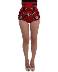 Dolce & Gabbana - Silk Crystal Roses Shorts - Lyst