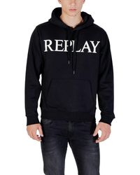 Replay - Black Cotton Hoodie - Lyst
