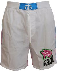 DSquared² - Dsqua2 Pink Logo Print Men Beachwear Shorts Swimwear - Lyst