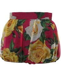 Dolce & Gabbana - Red Floral High Waist Hot Pants Shorts - Lyst