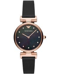 Emporio Armani - Black Quartz Warch - Lyst