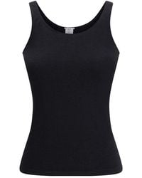 Wolford - Black Cotton Sleeveles T - Lyst
