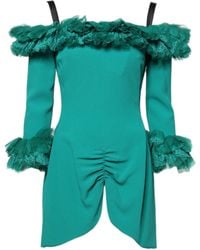 Dolce & Gabbana - Green Lace Off Shoulder Sheath Mini Dress - Lyst
