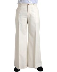 Dolce & Gabbana - Wool Wide Leg Mid Waist Pants - Lyst
