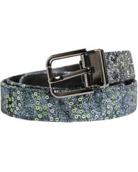 Dolce & Gabbana - Sequin Metal Buckle Belt Cotton Pe Polyester Calf - Lyst