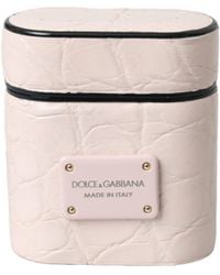 Dolce & Gabbana - Light Leather Metal Logo Plaque Airpods Case - Lyst