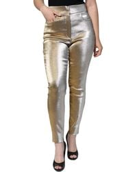 Dolce & Gabbana - Metallic Gold High Waist Skinny Pants - Lyst
