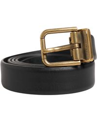 Dolce & Gabbana - Men Black Classic Leather Metal Buckle Belt - Lyst