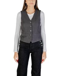 ONLY - Gray Polyester Waistcoat - Lyst
