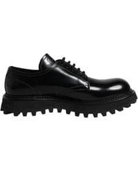 Dolce & Gabbana - Black Leather Lace Up Derby Men Dress Shoes - Lyst