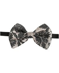 Dolce & Gabbana - Men Black Silver Floral Adjustable Neck Papillon Bow Tie - Lyst