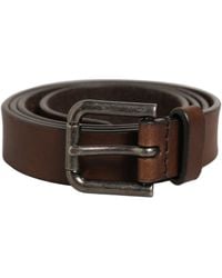Dolce & Gabbana - Brown Leather Silver Tone Metal Buckle Belt - Lyst