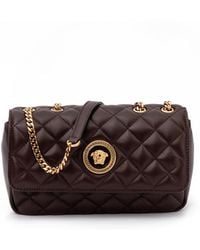 Versace - Brown Quilted Leather Shoulder Strap Bag - Lyst