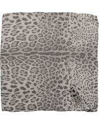 Dolce & Gabbana - Gray Leopard Print Silk Square Foulard Scarf - Lyst