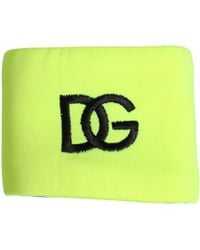 Dolce & Gabbana - Yellow Green Silk Dg Logo Men Wristband - Lyst