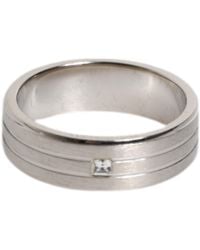 Dolce & Gabbana - Silver Tone Brass Clear Crystal Dg Logo Ring - Lyst