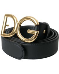 Dolce & Gabbana - Leather Dg Logo Waist Buckle Belt - Lyst