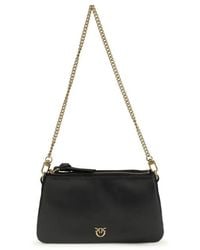 Pinko - Black Calf Leather Bos Taurus Shoulder Bag - Lyst