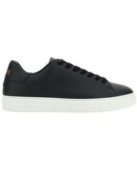 Versace - Black Calf Leather Bos Taurus Low Top Sneakers - Lyst