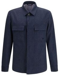 Etro - Blue Wool Oves Aries Full - Lyst