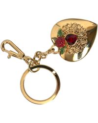 Dolce & Gabbana - Metallic Brass Heart Floral Pendant Keychain Keyring - Lyst