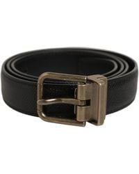 Dolce & Gabbana - Men Black Calf Leather Gold Metal Buckle Belt - Lyst
