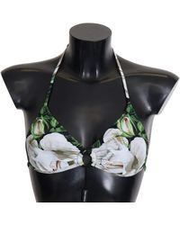 Dolce & Gabbana - Color Floral Print Halter Swimwear Bikini Top - Lyst