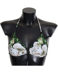 Dolce & Gabbana - Floral Print Halter Swimwear Bikini Top - Lyst