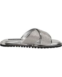 Dolce & Gabbana - Silver Strass Slides Flats Slippers Shoes - Lyst