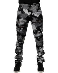 Dolce & Gabbana - Camouflage Tattered Skinny Denim Jeans - Lyst