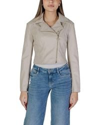 Guess - Beige Polyethylene Jackets & Coat - Lyst