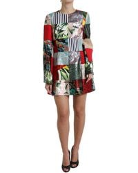 Dolce & Gabbana - Multicolor Floral Patchwork Shift Mini Dress - Lyst