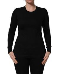Dolce & Gabbana - Black Long Sleeves Crew Neck Pullover Sweater - Lyst