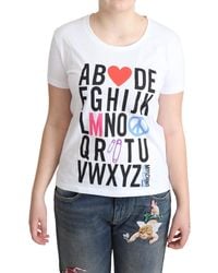 Moschino - White Cotton Alphabet Letter Print Tops T-shirt - Lyst
