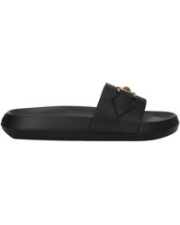 Versace - Black Leather Slippers - Lyst