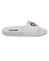 Dolce & Gabbana - White Leather #dgfamily Slides Shoes Sandals - Lyst