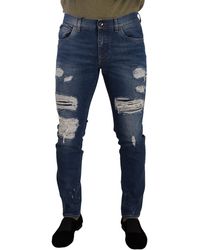 Dolce & Gabbana - Elegant Distressed Slim Fit Denim Jeans - Lyst