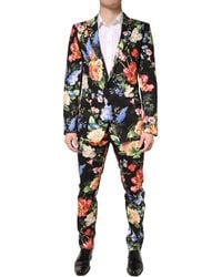 Dolce & Gabbana - Floral Single Breasted Martini 2 Piece Suit Cotton - Lyst