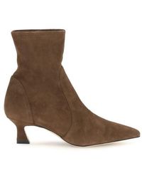 Stuart Weitzman - Brown Calf Leather Bos Taurus Ankle Boots - Lyst