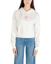 Tommy Hilfiger - Cream Recycled Cotton Hoodie - Lyst