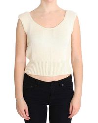 Pink Memories - Cotton Blend Knitted Sleeveless Sweater - Lyst