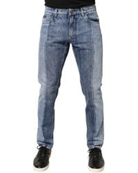 Dolce & Gabbana - Two Tone Cotton Regular Denim Jeans Clothing - Lyst