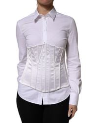 Dolce & Gabbana - White Polyamide Waist Cincher Bustier Corset Top - Lyst