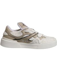 Dolce & Gabbana - White Beige Faux Shearling Low Top Sneakers Shoes - Lyst