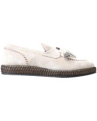 Dolce & Gabbana - Ivory Suede Leatherespadrille Shoes - Lyst
